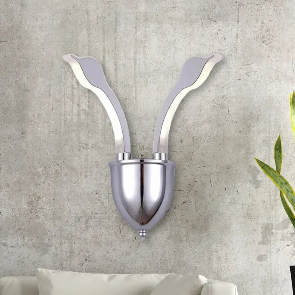 Chrome Leaf LED Wall Sconce with twin curved arms in chrome finish Decorbites on Tampa Home & Garden Store