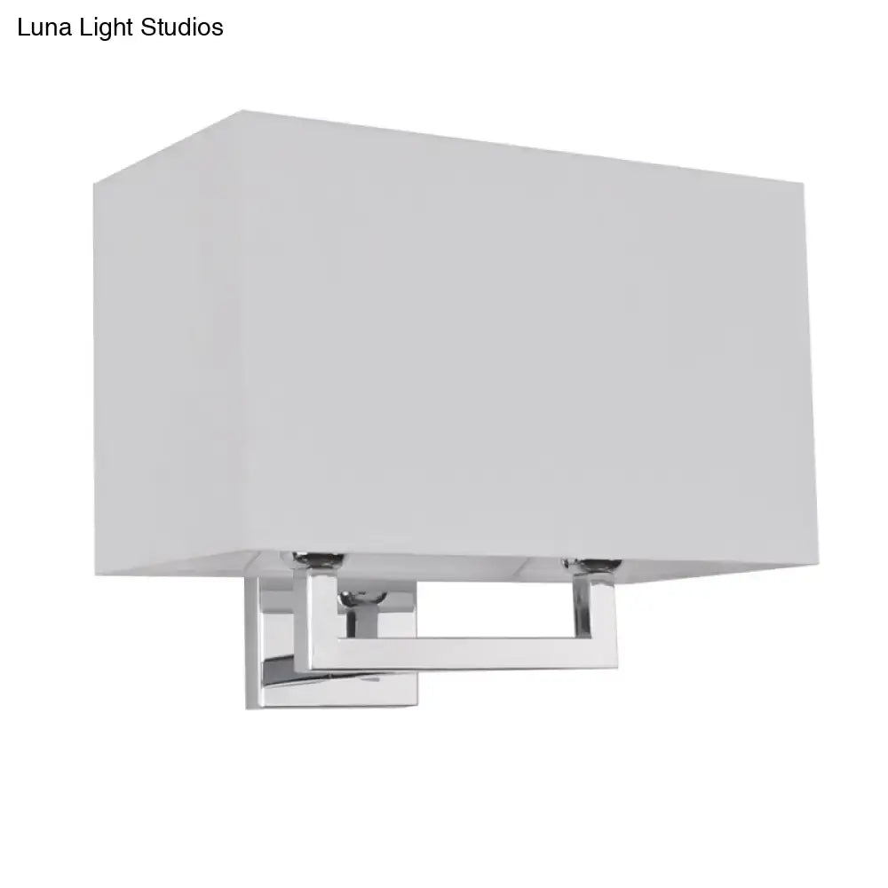 Decorbites chrome fabric wall sconce with square mount and white shade on Tampa Home & Garden Store
