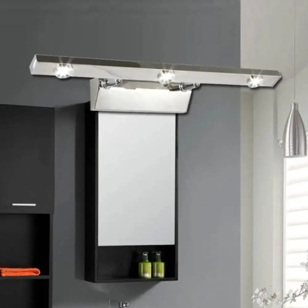 Chrome stainless bathroom light fixture, bar-style with three bulbs above a modern vanity on Tampa Home & Garden Store