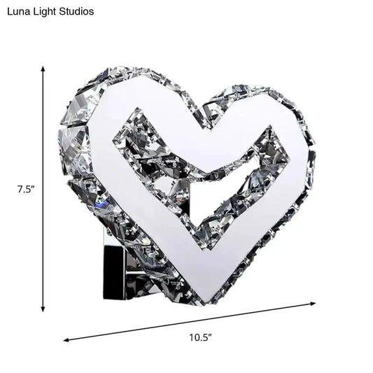 Crystal heart wall lamp, clear crystal frame with white heart, warm white light Decorbites on Tampa Home & Garden Store