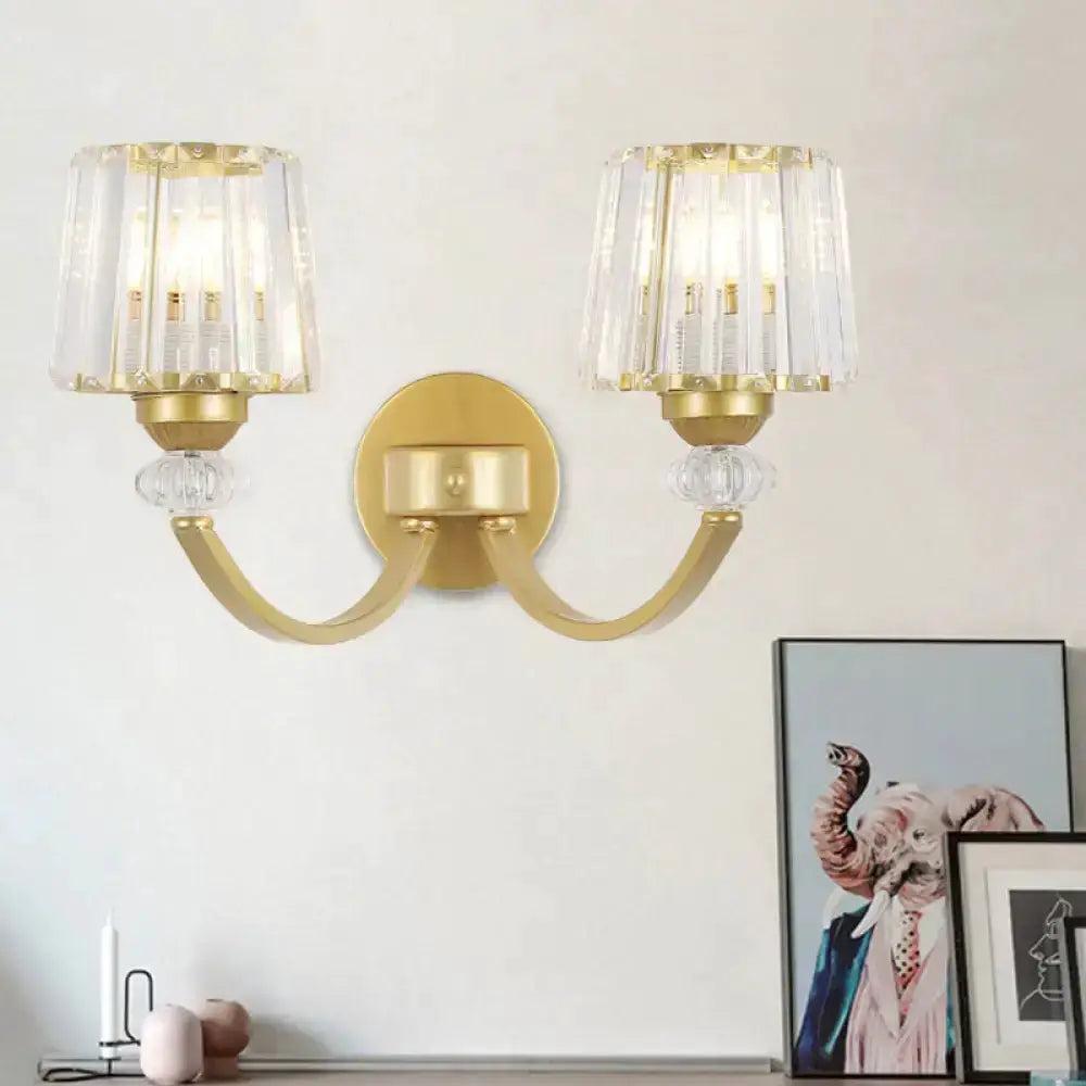 Modern Black and Gold Wall Lamp with Curved Arm