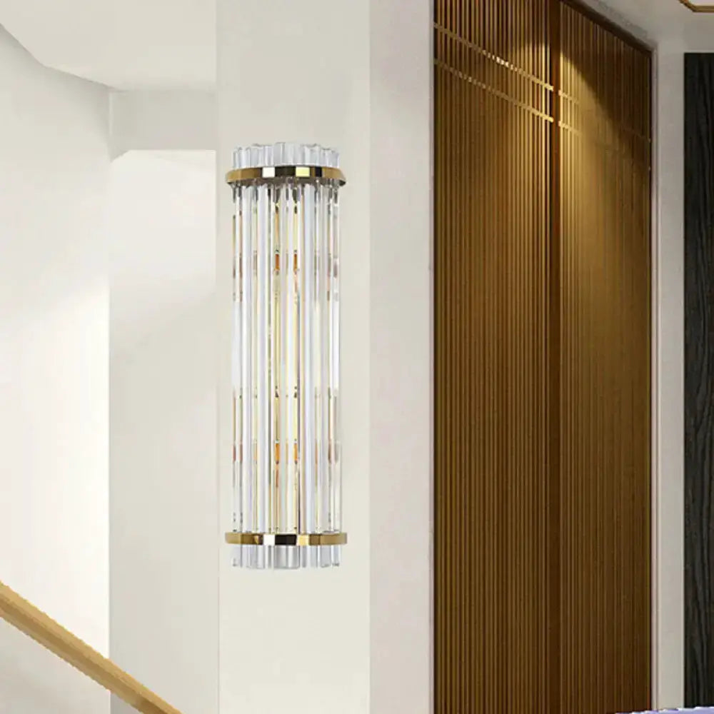 Modern crystal gold finish wall sconce with crystal rods for bedroom lighting on Tampa Home & Garden Store