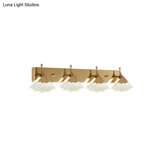 Gold Crystal 4-Bulb Vanity Wall Light by Decorbites with brass finish and crystal glass shades on Tampa Home & Garden Store