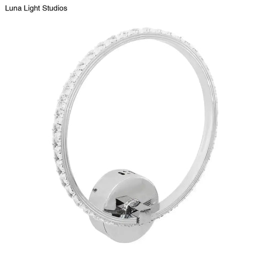 Crystal Sconce Light with Chrome Finish LED circular crystal ring wall fixture on Tampa Home & Garden Store