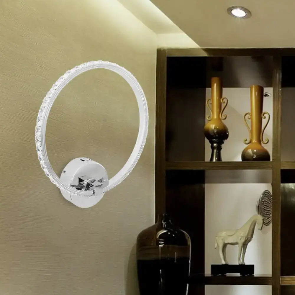 Decorbites crystal ring sconce LED wall light with chrome finish on Tampa Home & Garden Store