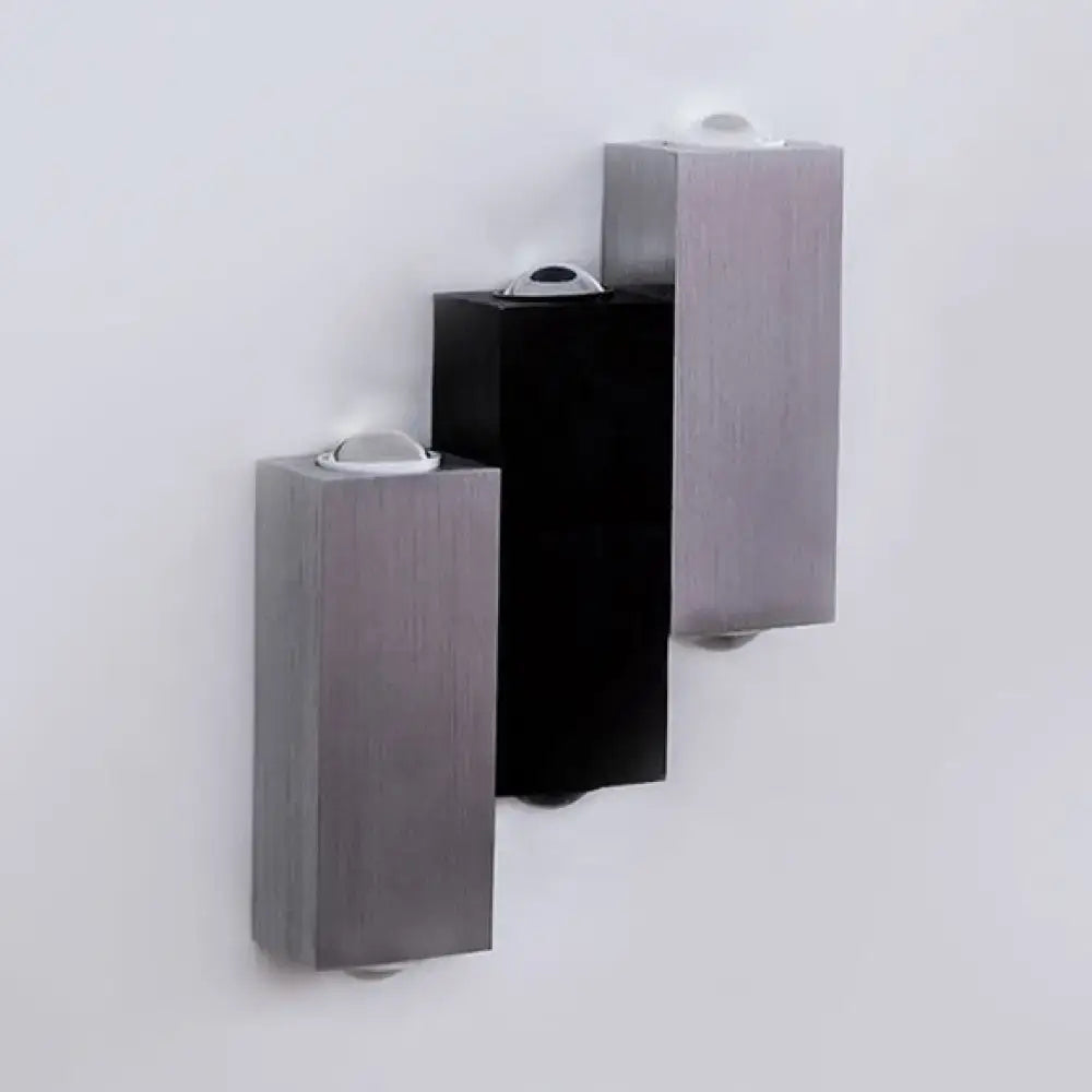 Silver Black Wall Sconce by Decorbites; three brushed metal blocks, modern wall mount on Tampa Home & Garden Store