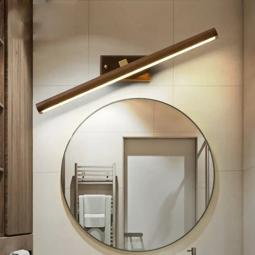 Dark Wood Linear Sconce by Decorbites, wall mounted with warm LED light on Tampa Home & Garden Store