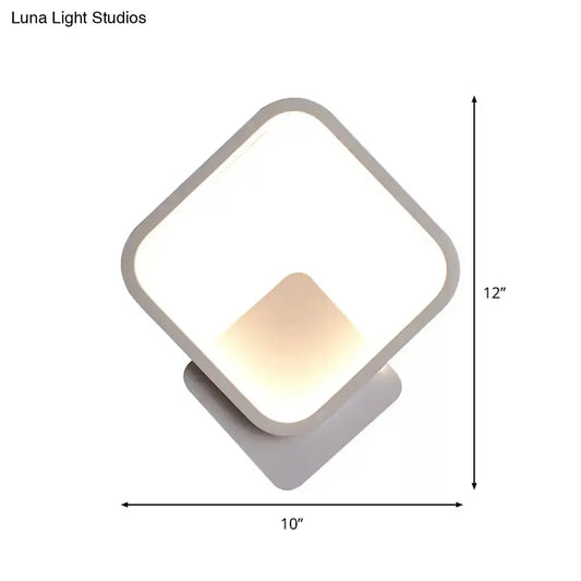 White LED Fillet Square Ring Acrylic Sconce Light - Wall Mounted Lamp in Warm/White Light, 10"/12" Wide - Tampa Home & Garden Store