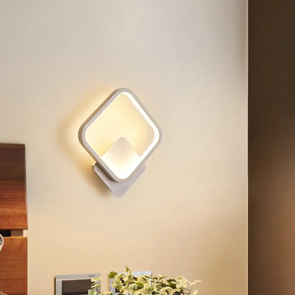 White LED Fillet Square Ring Acrylic Sconce Light - Wall Mounted Lamp in Warm/White Light, 10"/12" Wide