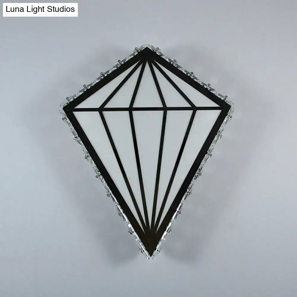 White Diamond Wall Light by Decorbites; diamond wall sconce, black frame, white glass panels on Tampa Home & Garden Store