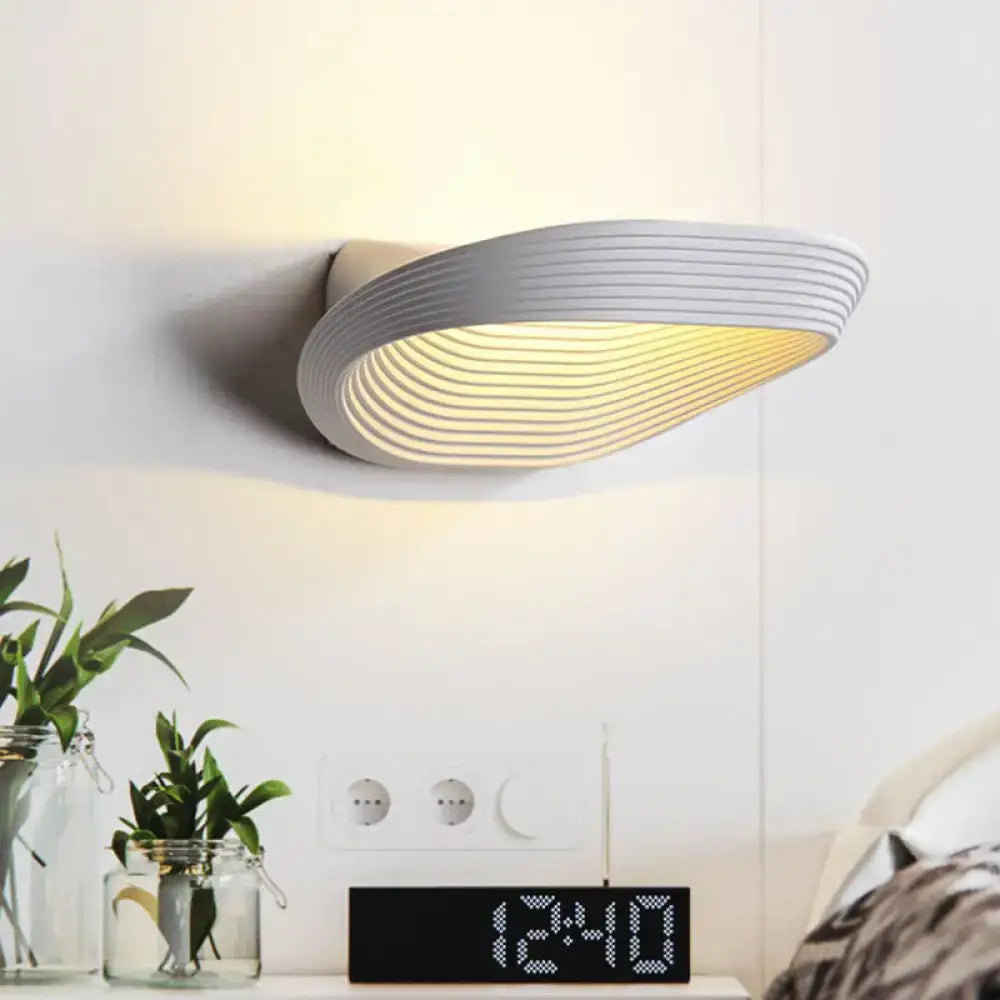 White wall light with ribbed oval shade, wall-mounted decor on Tampa Home & Garden Store