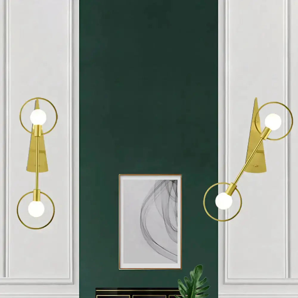 Modern Gold Angular Ring Sconce Light for Bedroom