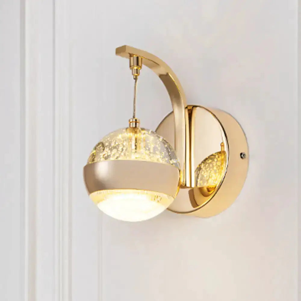 Modern gold & chrome crystal ball wall light with glass orb by Decorbites for bedroom lighting on Tampa Home & Garden Store