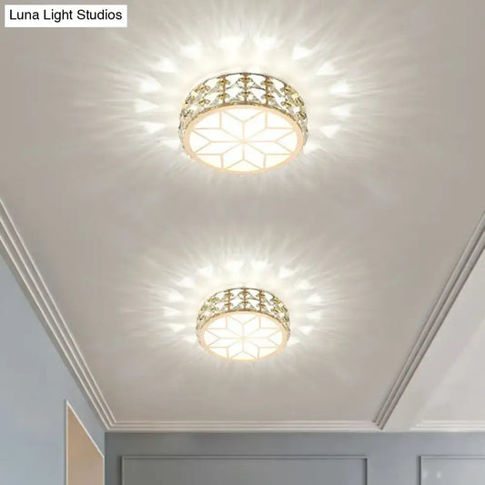 Gold Crystal Flush Light pair, gold finish flush mounts with crystal lattice design on Tampa Home & Garden Store