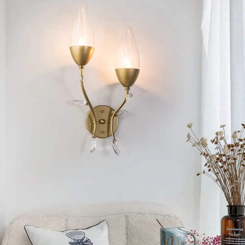 Gold crystal leaf design two-light wall sconce Decorbites on Tampa Home & Garden Store