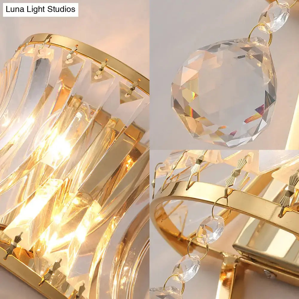 Gold crystal wall light with vintage prism style, gold frame and hanging prisms by Decorbites on Tampa Home & Garden Store