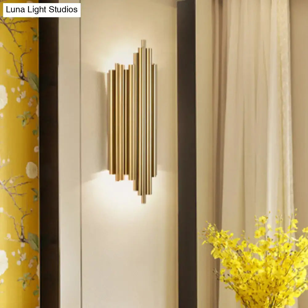 Gold Slim Tube 4-Bulb Wall Lamp by Decorbites, gold metal wall sconce with vertical tubes on Tampa Home & Garden Store
