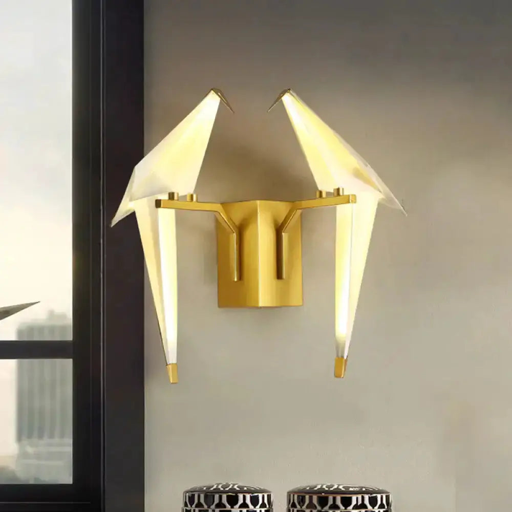 Half Light Dining Room Sconce Birdie Shade gold brass finish white shade wall lamp Decorbites on Tampa Home & Garden Store