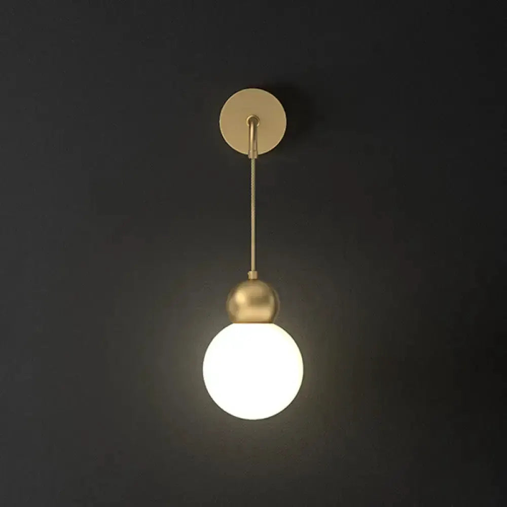 Modern Gold Sconce Wall Lamp With Milky Glass