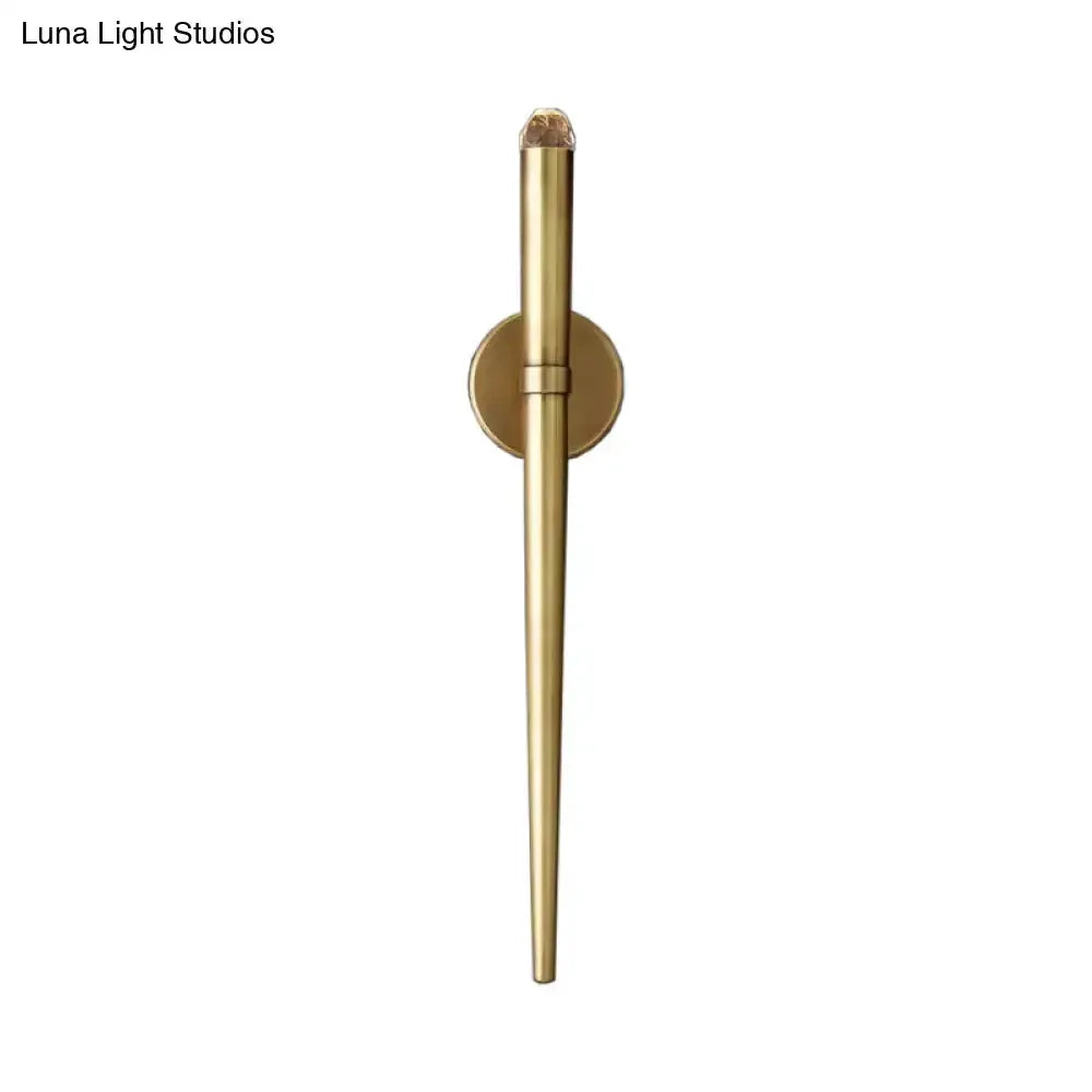 Decorbites gold tapered crystal LED wall lamp with round wall mount for living room on Tampa Home & Garden Store