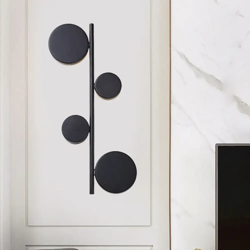 Vertical Linear Sconce Light: Black/Gold Finish, Post-Modern Design with 3 LED Metal Wall Lamp Heads