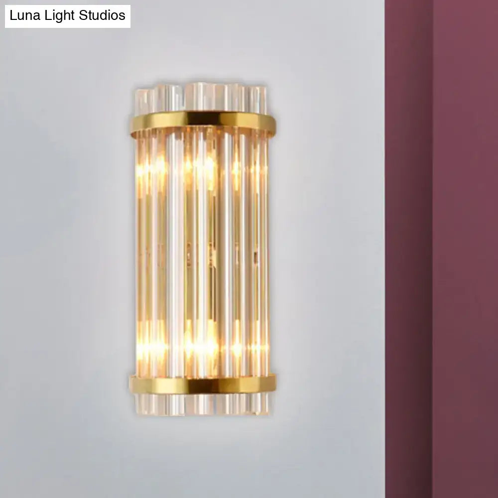 Gold Crystal Rod Sconce wall light with vertical crystal rods and gold bands on Tampa Home & Garden Store