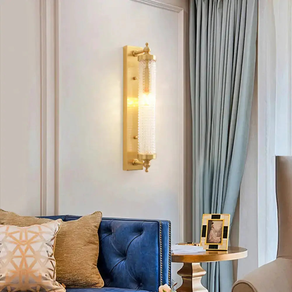 Modern Gold Wall Light Fixture with Frosted Glass
