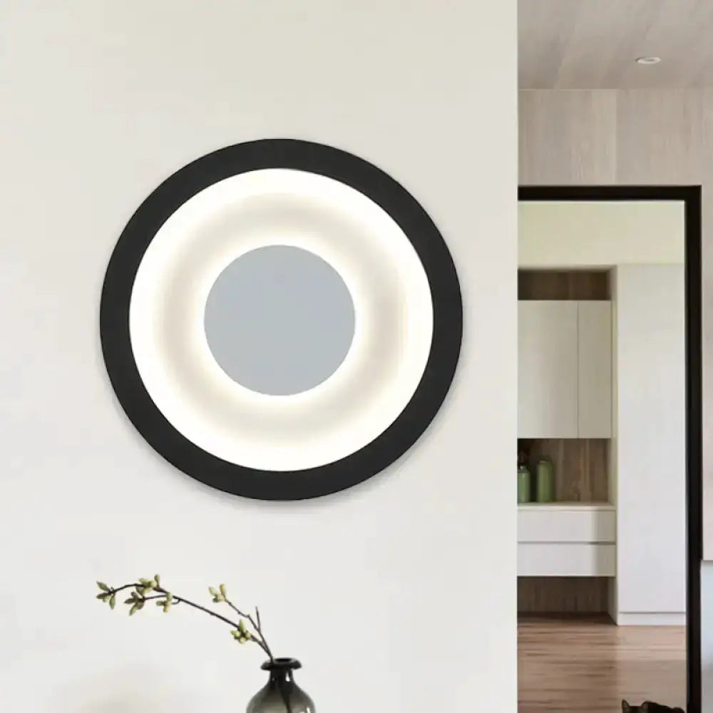 Modern Gray and Black LED Circle Sconce for Room