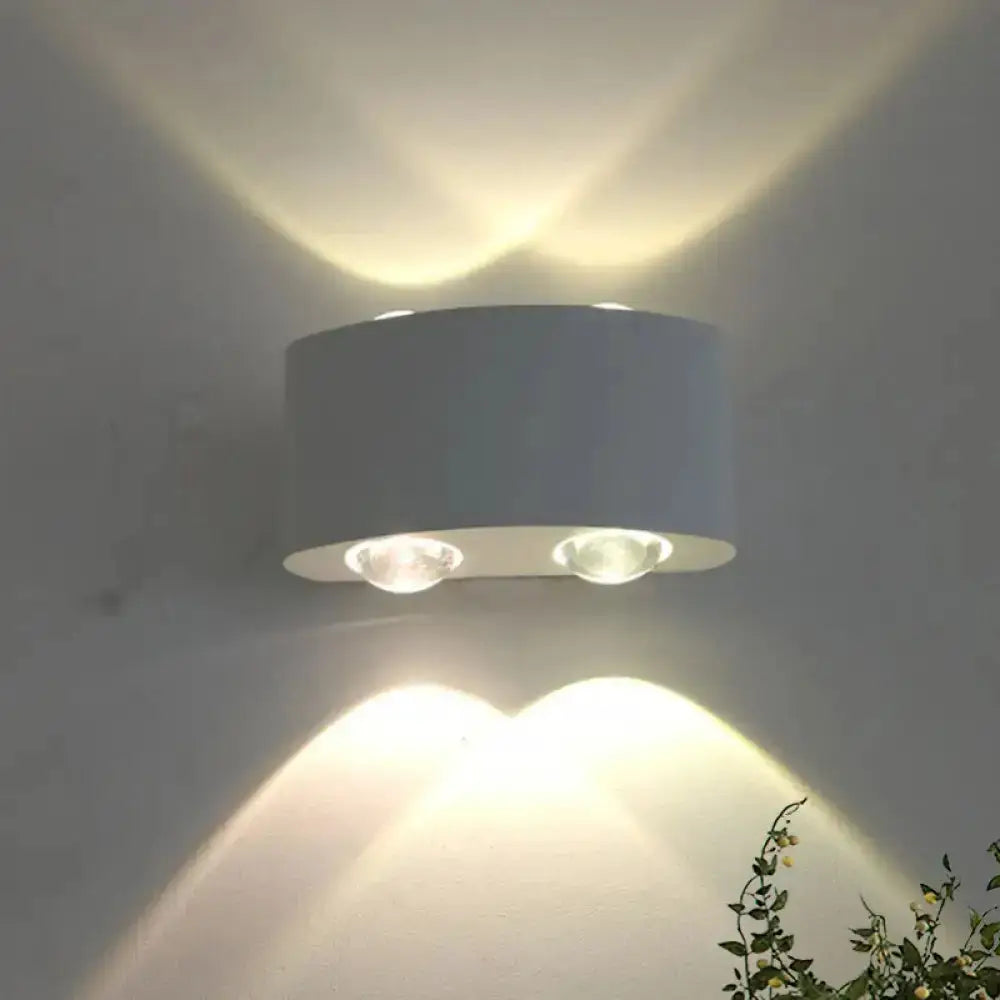 White aluminum LED wall-mount bedside sconce Decorbites with dual bulbs on Tampa Home & Garden Store