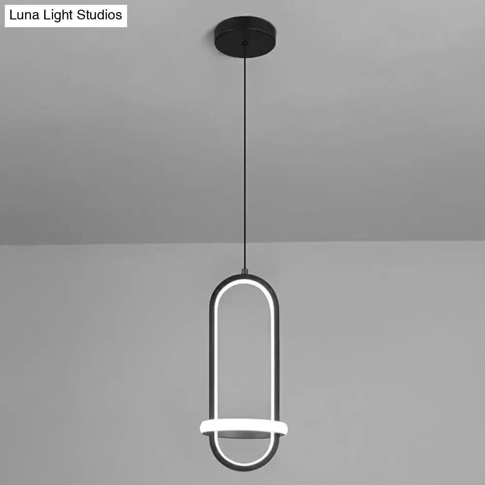 Decorbites modern halo ring bedside pendant light for bedroom with black metal frame and loop on Tampa Home & Garden Store