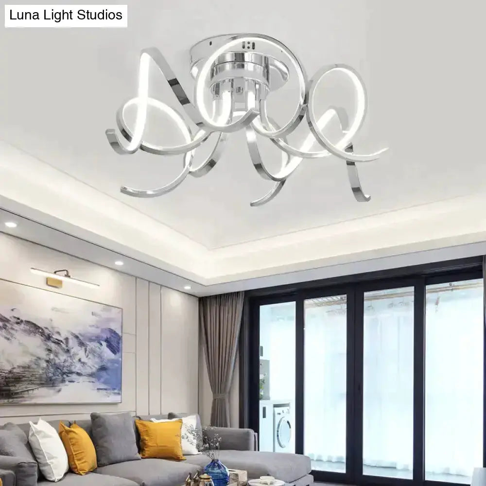Modern iron crystal golden ring pendant light for bedroom with looping metal rings on Tampa Home & Garden Store
