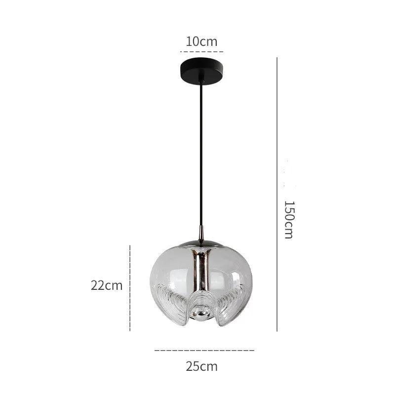 Decorbites Modern Minimalist Bedside LED Chandelier glass globe pendant with black cord on Tampa Home & Garden Store
