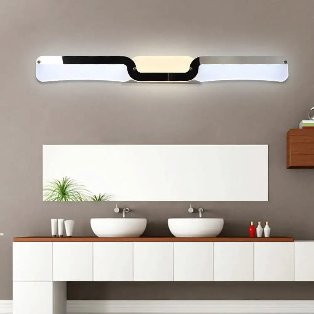 Ultra-Thin Modern LED Vanity Sconce in Chrome, wall-mounted fixture with black center detail on Tampa Home & Garden Store