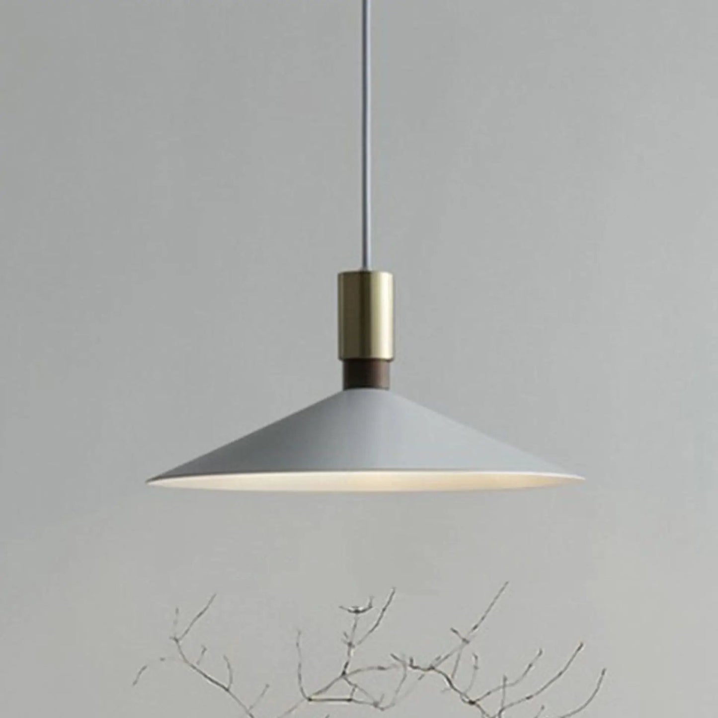 Modern Minimalist Single Head Pendant Lamp by Decorbites with brass collar and white shade on Tampa Home & Garden Store