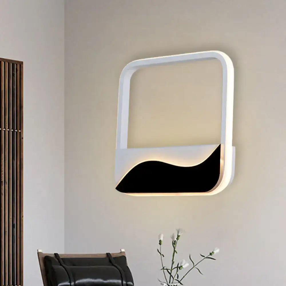 Black White Wall Sconce Decorbites white square frame with black wave accent on Tampa Home & Garden Store