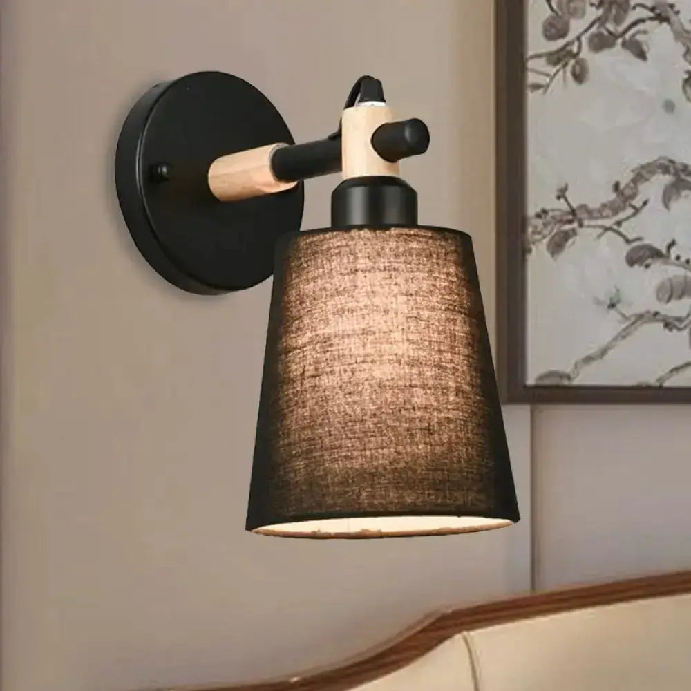 Modern Nordic Wood Wall Lamp With Horn Shade