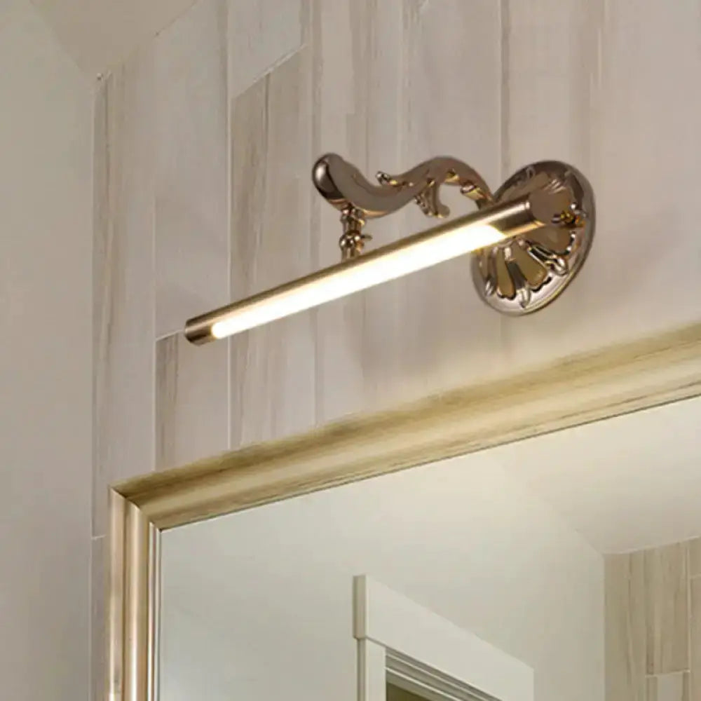 Ornate Gold Floral Wall Mount Bathroom Lamp