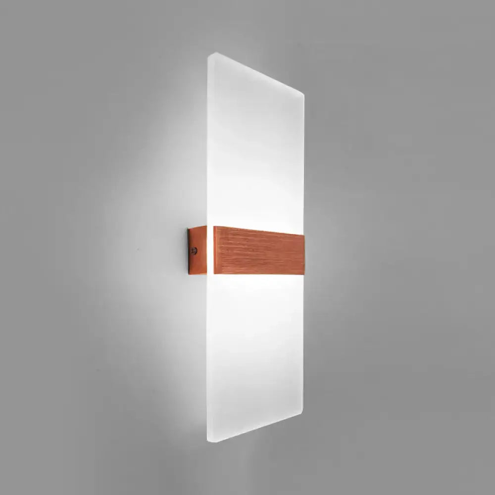 Metal Oval LED Sconce by Decorbites with frosted panel and wood accent band, wall-mounted on Tampa Home & Garden Store