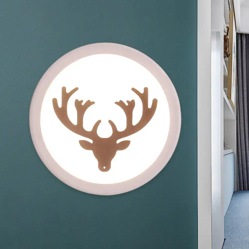 Pink deer wall sconce with warm white glow, antler silhouette, Decorbites on Tampa Home & Garden Store