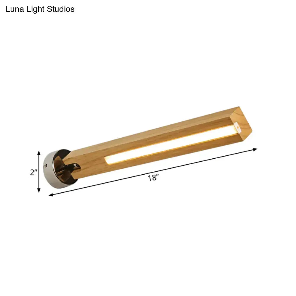 Beige wood wall light with a wooden bar and warm LED glow by Decorbites on Tampa Home & Garden Store