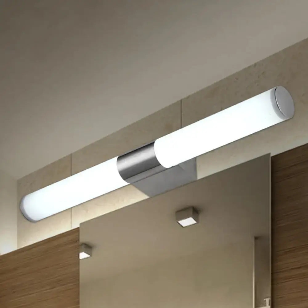 Chrome LED wall sconce with frosted acrylic diffuser and cylindrical metal body on Tampa Home & Garden Store