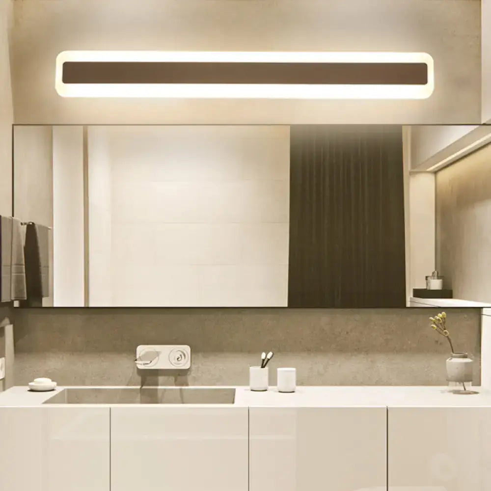 Silver Elongated Wall Light with glow strip, modern bathroom LED fixture Decorbites on Tampa Home & Garden Store