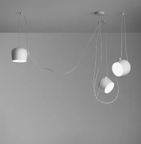 Decorbites Modern Simple Aluminum Snare Chandelier with four white pendant lights on Tampa Home & Garden Store