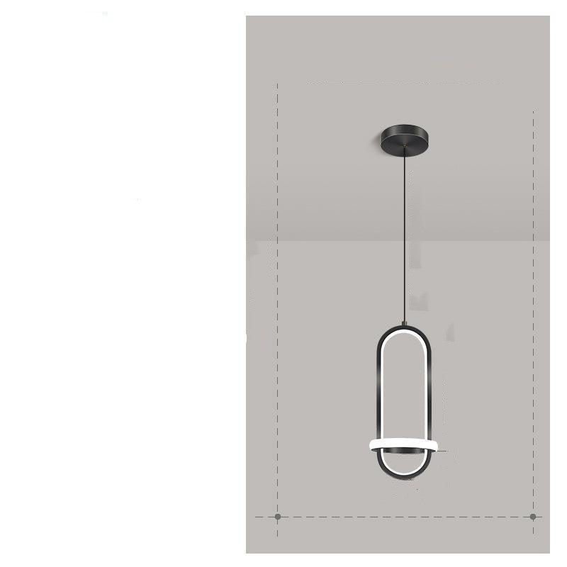 Modern Simple Led Bedroom Bedside Chandelier Decorbites, black metal pendant with LED loop on Tampa Home & Garden Store