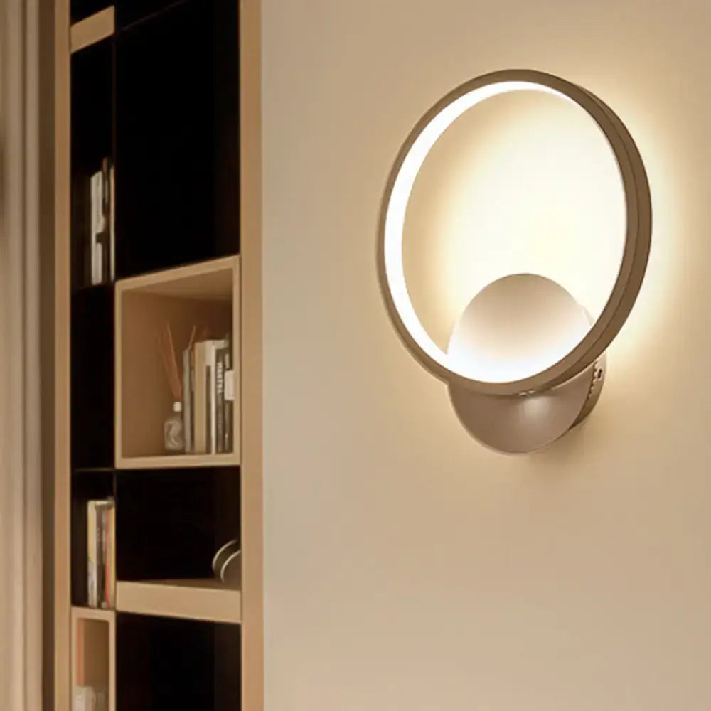 White square wall sconce with circular LED ring and metallic base, wall mounted on Tampa Home & Garden Store