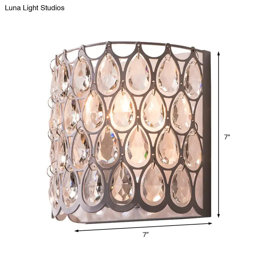 White crystal teardrop wall sconce with chrome frame by Decorbites, 7in square on Tampa Home & Garden Store