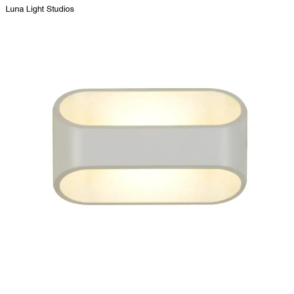 White aluminum LED bathroom wall sconce Decorbites rounded rectangular indoor wall light on Tampa Home & Garden Store