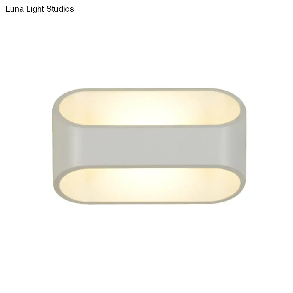 White Aluminum LED Bathroom Wall Sconce - Contemporary Rectangular Style
