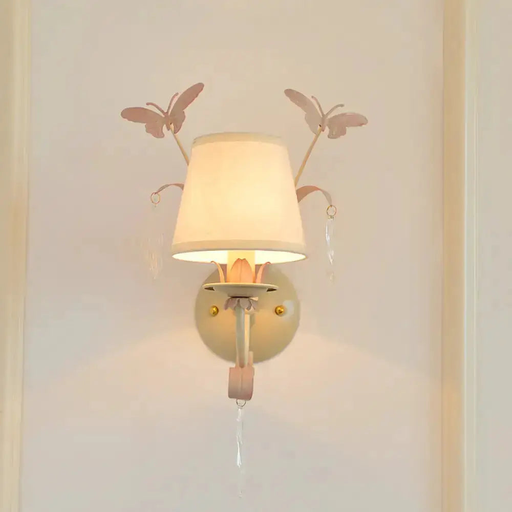 White and Peach Butterfly Crystal Wall Lamp