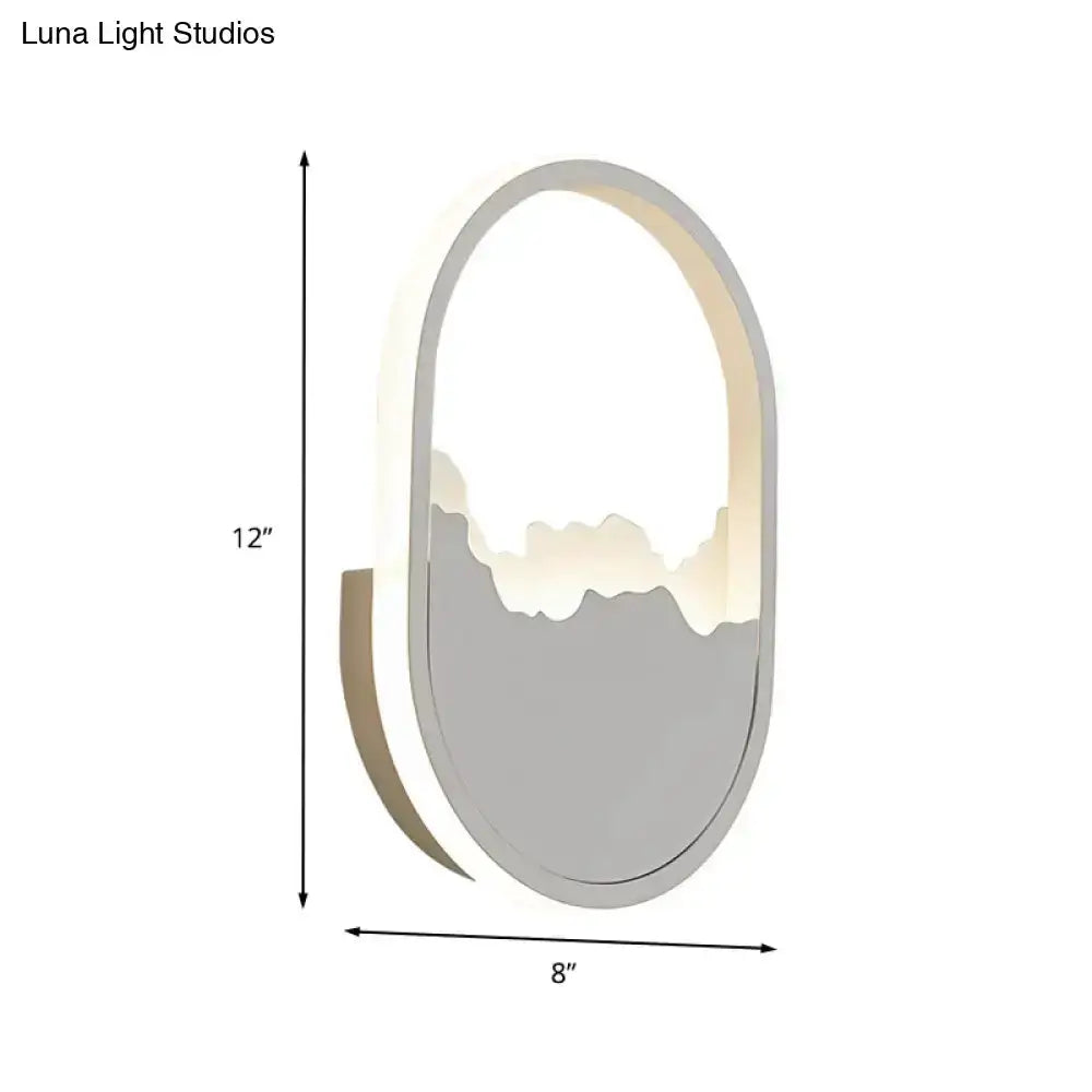 Oval sconce lamp by Decorbites, modern white cracked design, stairway lighting, 12in tall on Tampa Home & Garden Store